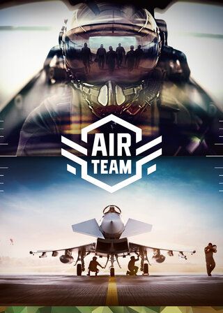 Plakat zur Serie "Air Team" mit einem Piloten und einem Flugzeug
